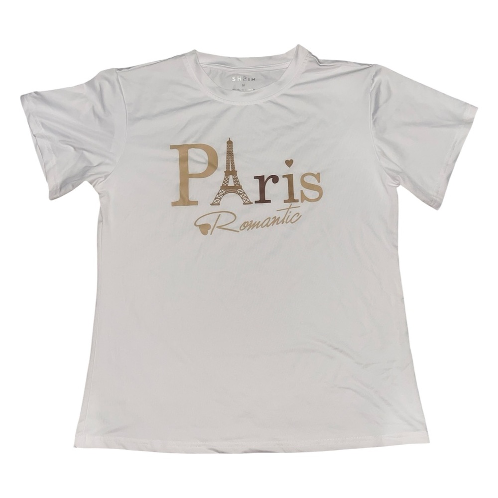 New Shein White Paris Graphic Tee